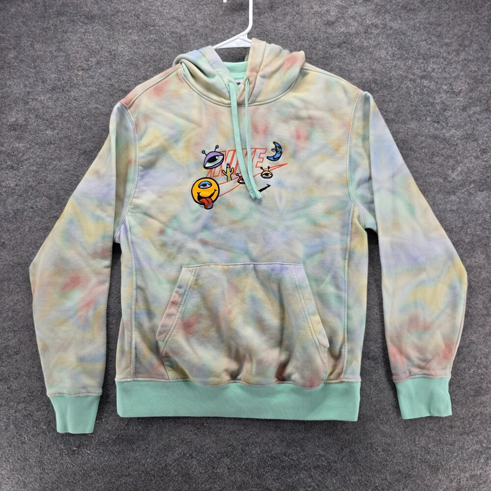 Nike Hoodie Womens Small Long Sleeve Hooded Sweatshirt Blue Tie Dye
